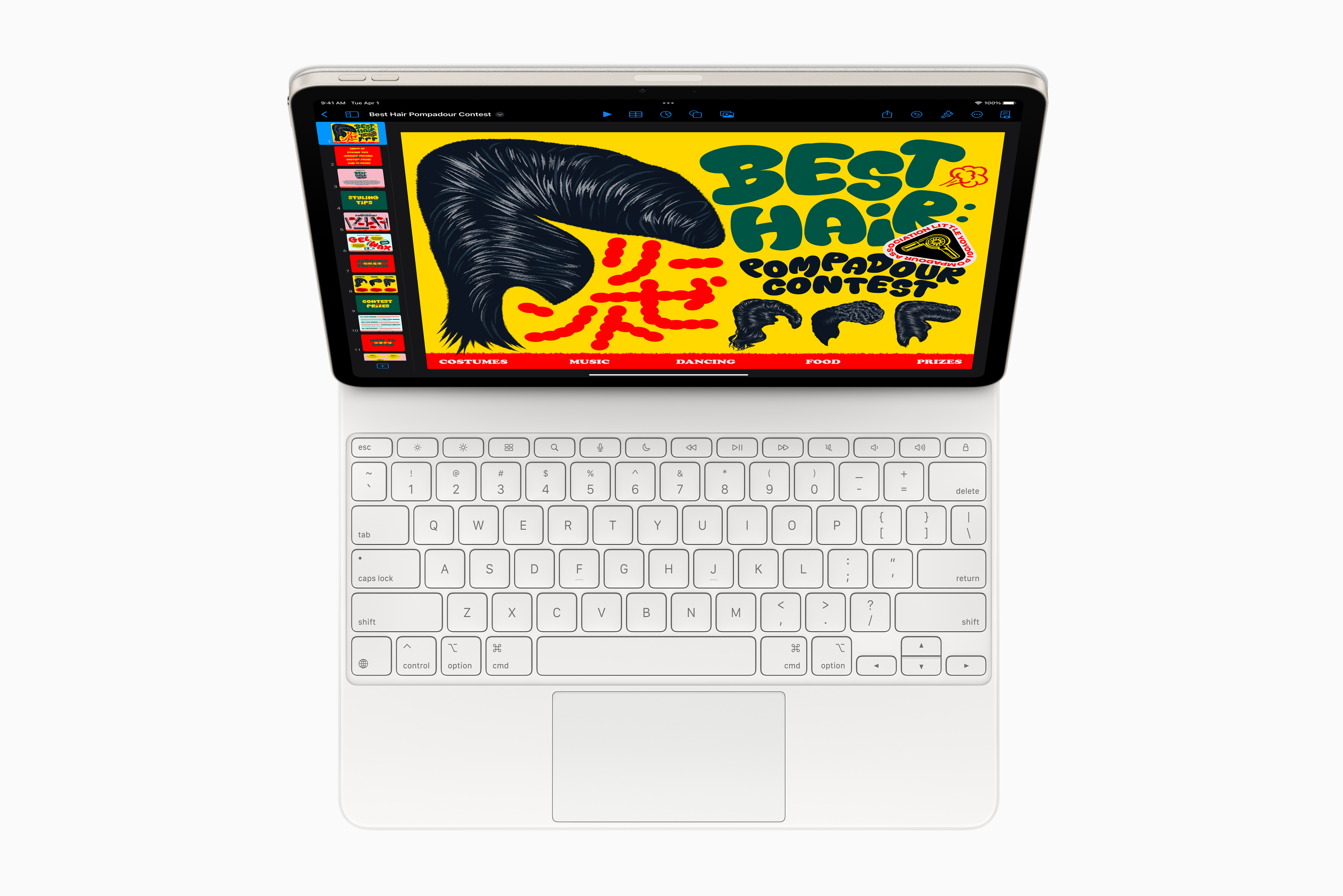 Apple-iPad-Airو-Magic-لوحة المفاتيح-المنظر-العلوي-250304 Apple iPad Air و Magic Keyboard منظر علوي 250304